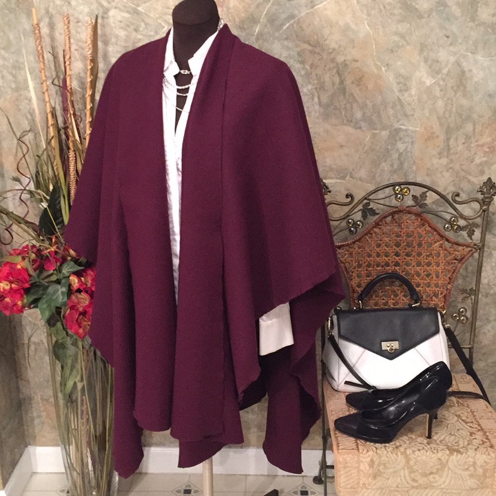 Eva 🌹 Wine Burgundy Cape shawl wrap poncho